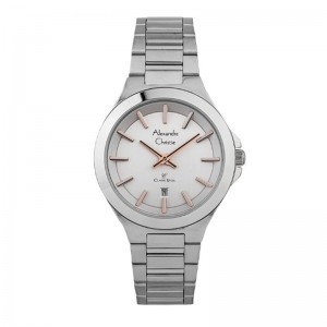 Alexandre Christie AC 8634 Silver White Rosegold Tick LDBSSSLRG LADY